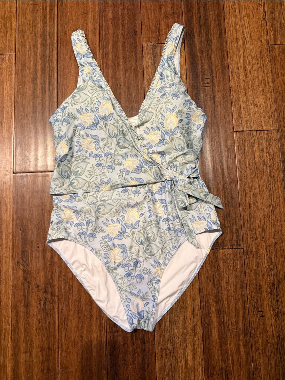 summersalt Floral One-Piece Swimsuit in Light Blue and Pale Yellow